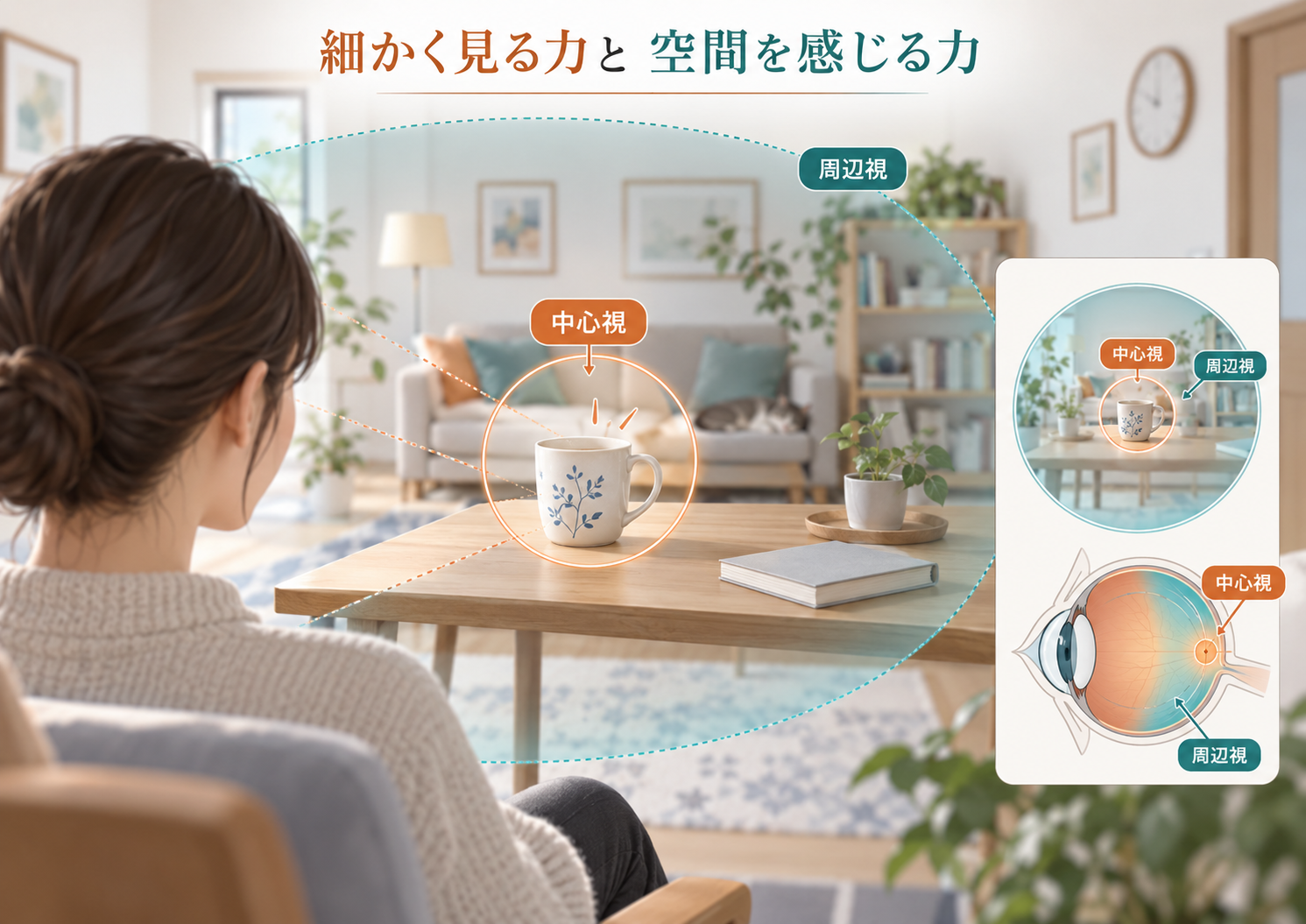 立体感はいくつもの情報から生まれることを示した図